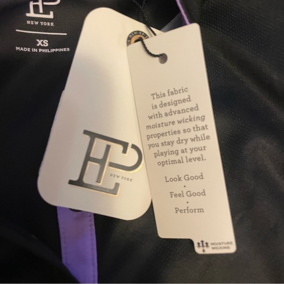 EP Pro NY Sleeveless Bias Broken Texture Print black and purple Golf Polo, XS - Picture 5 of 6